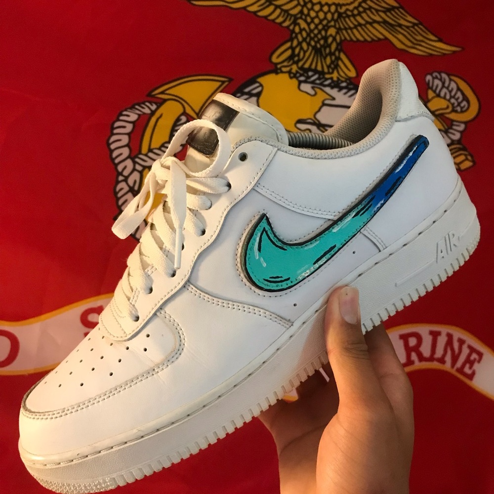 Custom Air Force 1’s with custom Nike swooshes